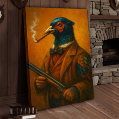 Maxcorners Pheasant Hunter Canvas Wall Art – Funny Hunting Gift for Men, Upland Game Bird Hunters & Lodge Decor