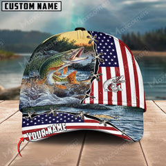 Maxcorners Pike Fishing Flag US Pattern Personalized Classic 3D Cap