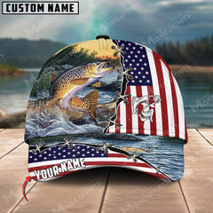 Maxcorners Trout Fishing Flag US Pattern Personalized Classic 3D Cap