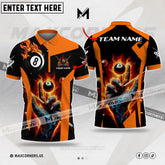 Maxcorners 8 Ball Billiards Fire Hands Pattern Multi-Color Sports T-Shirt Optional Personal Name, Team Name 3D T-Shirt (4 Colors)