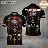 Maxcorners Darts Skull Reaper Grim Pattern Dartboard Multicolor Options Personalized Name, Team Name 3D Polo Shirt (4 Colors)