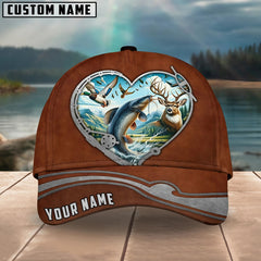 Maxcorners Catfish Fishing Heart Customized Name 3D Cap
