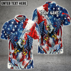 Maxcorners Eagle Color Of USA Flag Bowling Jersey Personalized Name, Team Name 3D Shirt