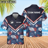 Maxcorners Bowling Tropical Line Pattern Multicolor Customized Name, Team Name 3D Hawaiian Shirt (4 Colors)
