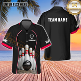 Maxcorners Line Basic Bowling Multicolor Customized Name, Team Name Hawaiian Shirt (4 Colors)