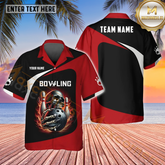 Maxcorners Skull Bowling & Pins Multicolor Customized Name, Team Name Hawaiian Shirt (4 Colors)
