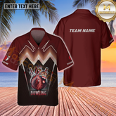 Maxcorners Heart Bowling & Pins Multicolor Customized Name, Team Name Hawaiian Shirt (4 Colors)