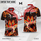 Maxcorners Bowling & Pins Fire And Smoke Multicolor Option Customized Name, Team Name 3D Polo Shirt (4 Colors) 01