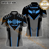Maxcorners Darts Heartbeat Wings Dartboard Multicolor Options Personalized Name, Team Name 3D Polo Shirt (4 Colors)