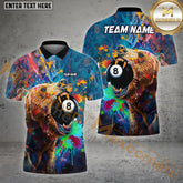 Maxcorners Billiard Bear 8 Ball Colorful Multicolor Options Personalized Name, Team Name 3D Shirt (4 Colors)