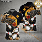 Maxcorners Bowling Monster Moon Multicolor Options Personalized Name, Team Name 3D Shirt (4 Colors)