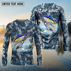 Maxcorners Blue Marlin Fishing Camouflage Customize Name 3D Shirts