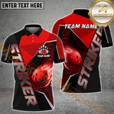 Maxcorner Bowling Ball & Pins Striker Bowling Ball Flame Multicolor Option Customized Name 3D Shirt (4 Colors)