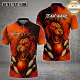 Maxcorners Fire Bowling & Pins Lion Pattern Multicolor Options Personalized Name, Team Name 3D Shirt (4 Colors)