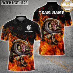 Maxcorners Darts Snake Fire Pattern Personalized Name, Team Name 3D Shirt (4 colors)