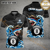 Maxcorners Billiard Ball 8 Wave Shark Pirate Multicolor Options Personalized Name, Team Name 3D Polo Shirt (4 Colors)