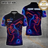 Maxcorners Golf Shirt Neon Swing Line Art Multicolor Options Personalized Name, Team Name 3D Shirt (4 Colors)