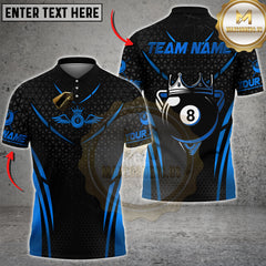 Maxcorners Billiards Golden 8 Ball King Crown Multicolor Options Personalized Name, Team Name Unisex 3D Shirt