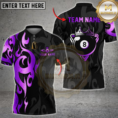 Maxcorners Billiard Flame Gold Crown Tribal Style Multioptions Personalized Name, Team Name Unisex 3D Shirt