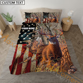 Maxcorners Deer Hunting Bedding USA Flag Camo Bedding Set 3D Print Custom Name (4 Colors)