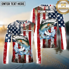 Maxcorners Salmon Fishing Freedom Strike Pattern Sport Jersey Personalized Name, Team Name Long Sleeve Shirt