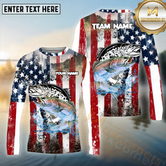 Maxcorners Trout Fishing Freedom Strike Pattern Sport Jersey Personalized Name, Team Name Long Sleeve Shirt