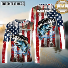 Maxcorners Crappie Fishing Freedom Strike Pattern Sport Jersey Personalized Name, Team Name Long Sleeve Shirt