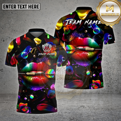 Maxcorners Darts Neon Lips Arrow Glow Art Multicolor Options Personalized Name, Team Name Unisex 3D Shirt