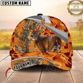 Maxcorners Hunting Orange Camo Style 3D Personalized Name 3D Cap (Deer/Moose/Boar/Bear)