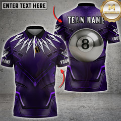 Maxcorners Billiard Shirt Panther Suit Purple Vibranium Style 8 Ball Design Multicolor Options Personalized Name, Team Name Unisex 3D Shirt