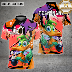 Maxcorners Bowling Shirt Cartoon Duck Graffiti Multioptions Personalized Name, Team Name Unisex 3D Shirt (4 Colors)