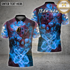 Maxcorners Bowling Fire Skull Flame Effect Multioptions Personalized Name, Team Name Unisex 3D Shirt (4 Colors)