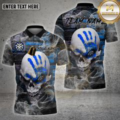 Bowling shirt with grim reaper design, Metallica-style text, dark storm background by Maxcorners