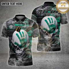 Bowling shirt with grim reaper design, Metallica-style text, dark storm background by Maxcorners