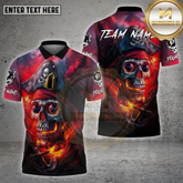 Maxcorners Billiards Shirt Pirate Skull Flame 8 Ball Multicolor Options Personalized Name, Team Name Unisex 3D Shirt (4 Colors)