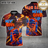 Maxcorners Bowling Shirt Neon Cartoon Ball Never Give Up Multicolor Options Personalized Name, Team Name Unisex 3D Shirt (4 Colors)