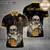 Maxcorners Darts Shirt Skull Beer Mug Style Multicolor Options Personalized Name, Team Name Unisex 3D Shirt (4 Colors)