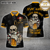 Maxcorners Darts Shirt Skull Beer Mug That’s Why I’m Here Multicolor Options Personalized Name, Team Name Unisex 3D Shirt (4 Colors)