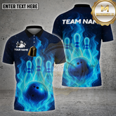 Maxcorners Bowling Shirt Fire Pins & Ball Multicolor Options Personalized Name, Team Name 3D Shirt (4 Colors)