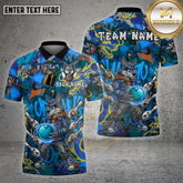 Maxcorners Bowling Shirt Graffiti Wolf Jetpack Pins Multioptions Personalized Name, Team Name Unisex 3D Shirt (4 Colors)