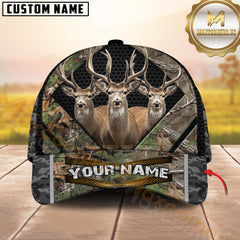 Maxcorners Triple Buck Deer Honeycomb Military Camo Custom Name 3D Cap (4 Colors)