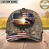 Maxcorners Hunting American Flag Boar Sunrise Farm Scene Camo Custom Name 3D Cap (6 Colors)