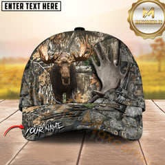 Maxcorners Moose Hunting Hunter Antlers Skull Camo Custom Name 3D Cap (7 Colors)