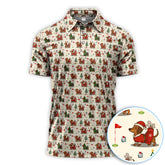 Maxcorners Christmas Dachshund Golf Polos, Cute Holiday Dog Golfer Shirt, Xmas Golf Gift For Golfer