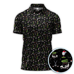 Maxcorners Christmas Pattern Golf Shirt, Xmas Golf Shirt For Golfer, Funny Golf Shirt For Men