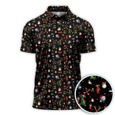 Maxcorners Funny Pattern Golf Polos, Christmas Golf Shirt For Men, Xmas Golf Gift For Golfer