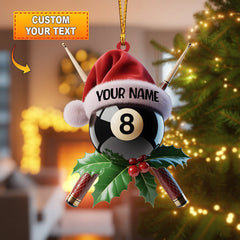 Maxcorners Billiard Santa Hat 8-Ball Christmas Ornament