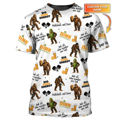 Maxcorners Bigfoot and Beer Pickleball Shirt – Funny Custom Men's Tee – Big Dink Energy Design LM0509