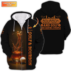 Maxcorners Golf & Bourbon Custom Golf Polos, Funny Golf Shirt for Men, I Like Bourbon and Golf Shirts