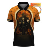 Maxcorners Personalized Name Skeleton Poker Polos, Poker Halloween Shirt, Funny Poker T-Shirt For Men'sLM1009